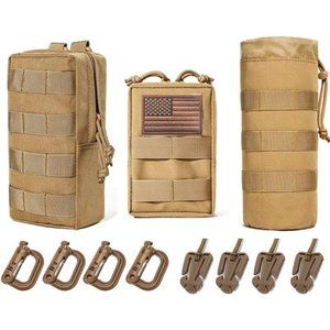 3 Molle Pouch Sports Water Bottles Pouch Bag, Tactical Drawstring Molle Pouches